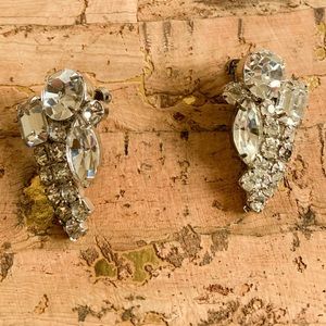 Vintage Rhinestone Clip in Earrings 1960’s